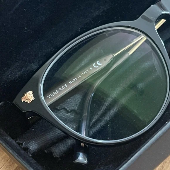 Versace Black Eyeglasses w/Case - Picture 4 of 4
